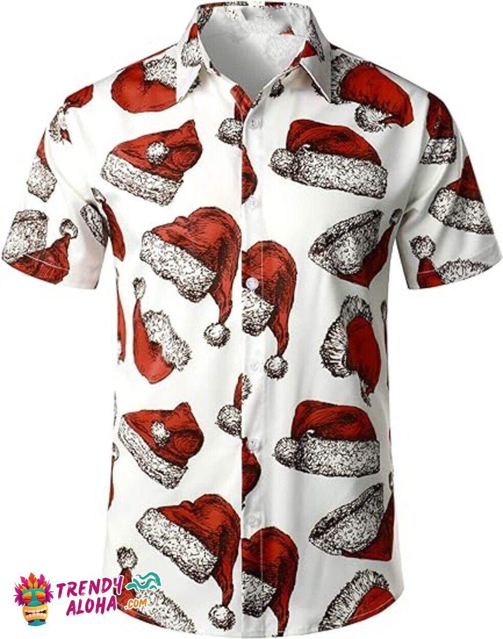 Santa Claus Surfing Christmas Party Hawaiian Themed Shirt