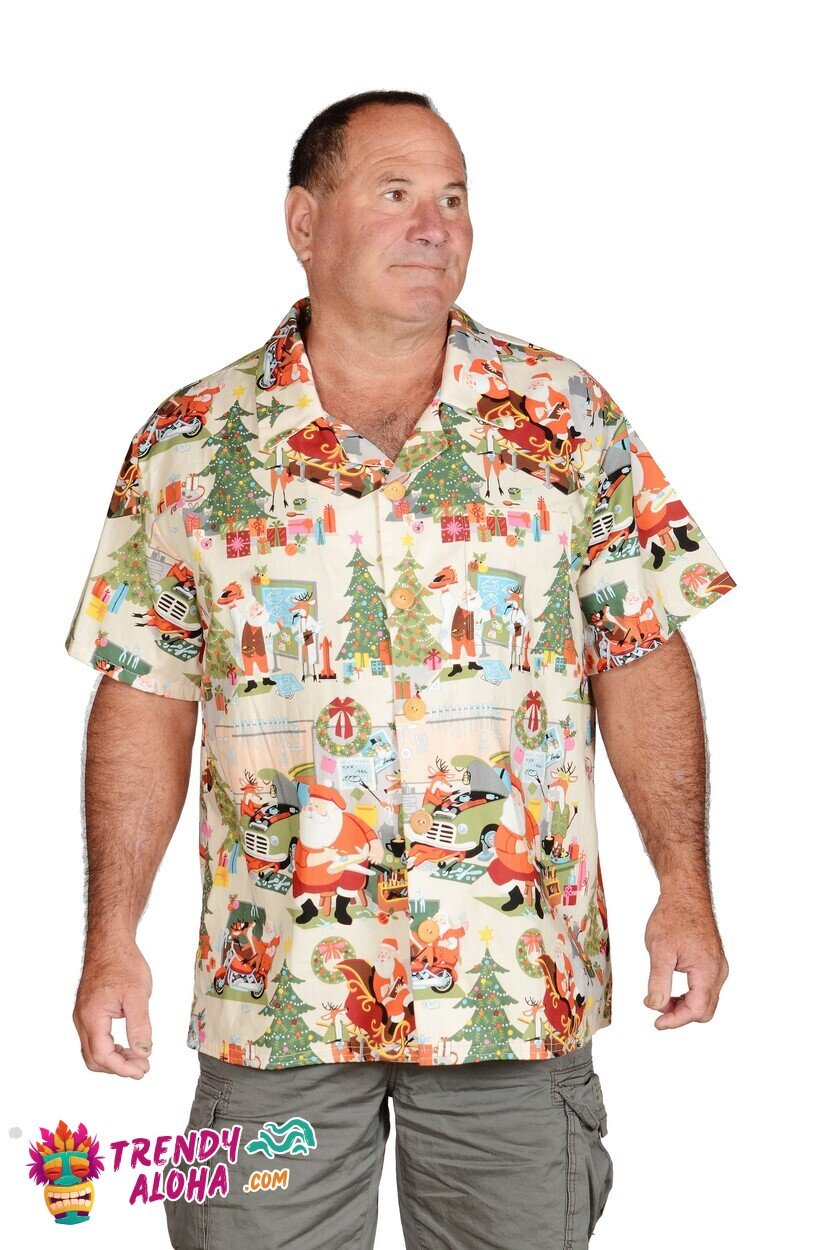 Santa Claus Themed Festive Holiday Scene Hawaiian Christmas Shirt