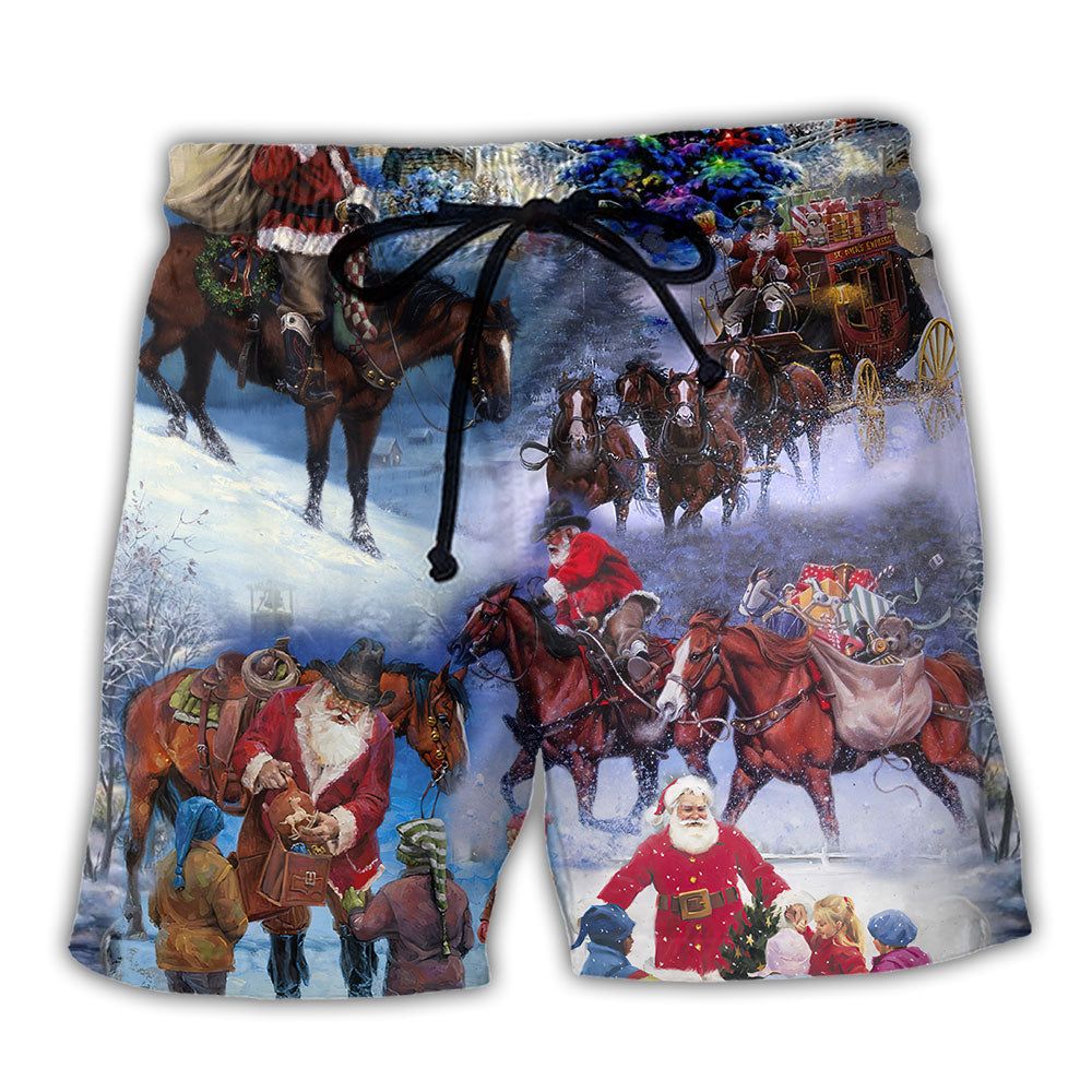Santa Cowboy Christmas Love Children Trendy Aloha Hawaiian Beach Shorts Santa Cowboy Christmas Love Children Trendy Aloha Hawaiian Beach Shorts