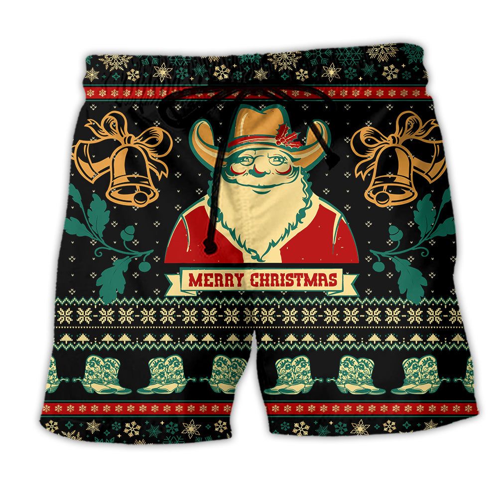 Santa Cowboy Christmas Old Man Merry Christmas Trendy Aloha Hawaiian Beach Shorts Santa Cowboy Christmas Old Man Merry Christmas Trendy Aloha Hawaiian Beach Shorts