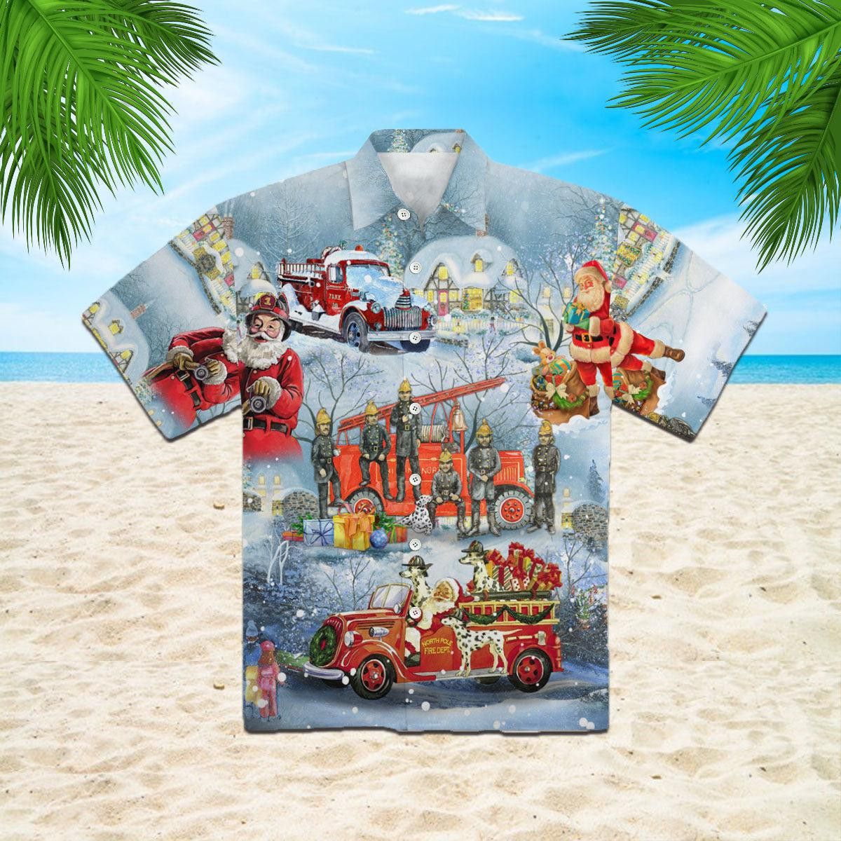 Santa Firefighter Christmas Trendy Hawaiian Shirt