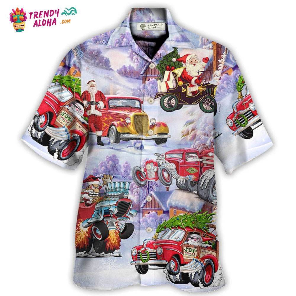 Santa Hot Rod Christmas Tree Merry Xmas Hawaiian Shirt – Trendy Aloha