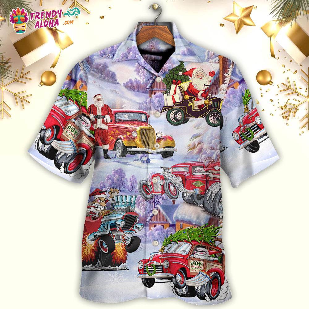 Santa Hot Rod Christmas Tree Merry Xmas Hawaiian Shirt – Trendy Aloha