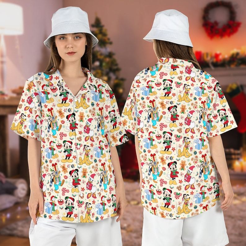 Santa Mickey Friends Disney Christmas Hawaiian Shirts Xmas Aloha