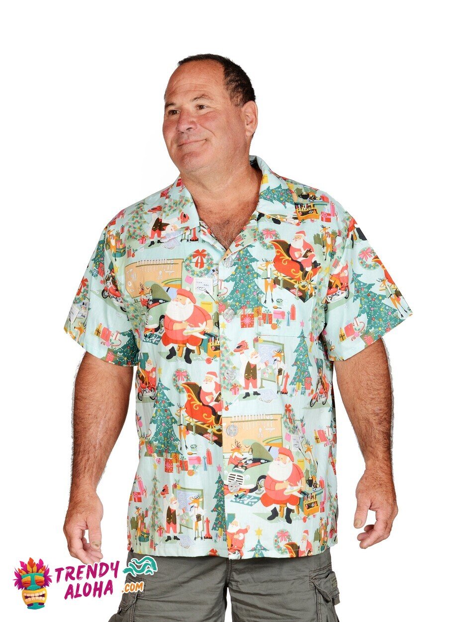 Santa Sleighing Festive Holiday Theme Hawaiian Christmas Shirt