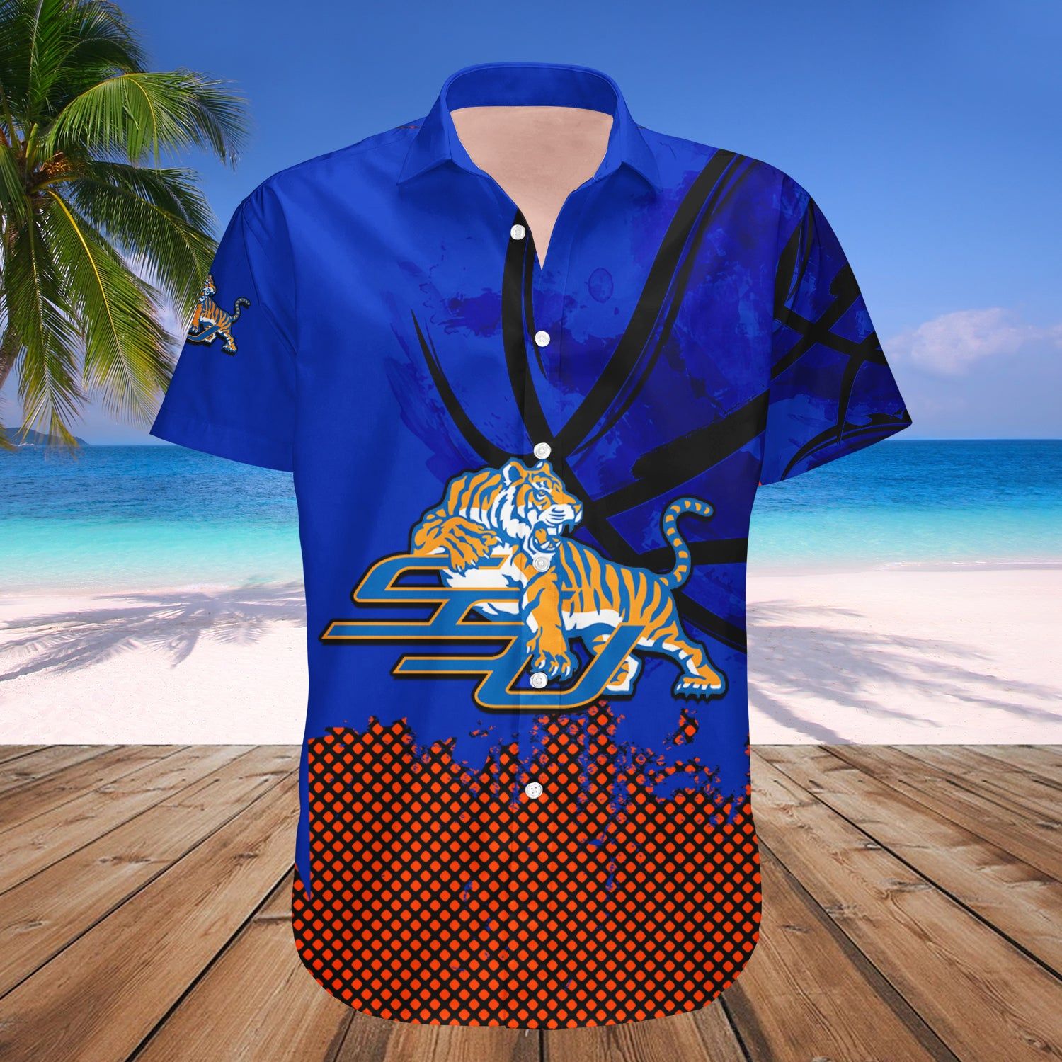 Savannah State Tigers Hawaii Shirt Basketball Net Grunge Pattern – NCAA