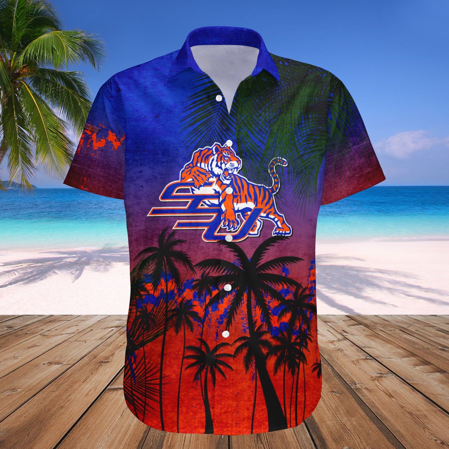 Savannah State Tigers Hawaii Shirt Coconut Tree Tropical Grunge – NCAA