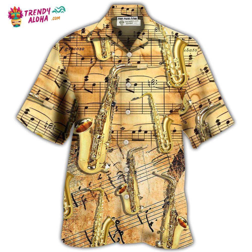 Saxophone Golden Music Lover Retro Hawaiian Shirt – Trendy Aloha Saxophone Golden Music Lover Retro Hawaiian Shirt – Trendy Aloha