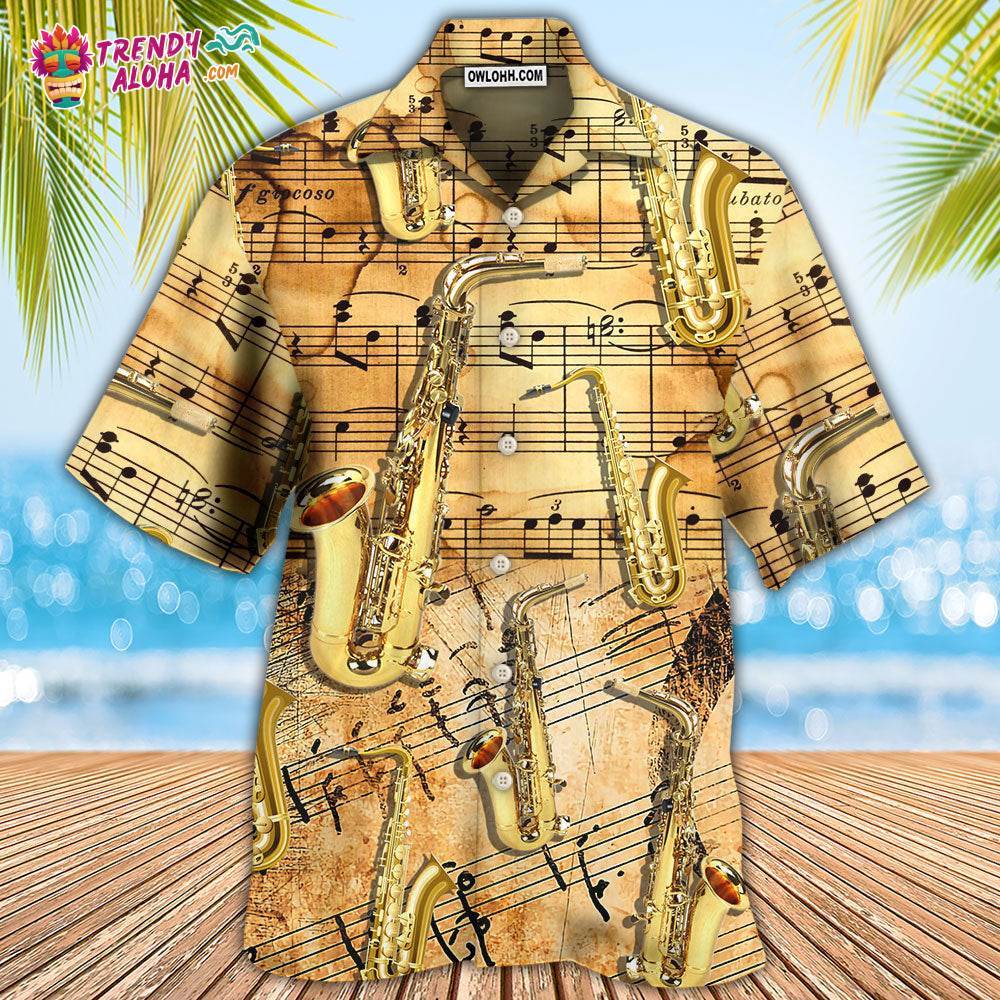 Saxophone Golden Music Lover Retro Hawaiian Shirt – Trendy Aloha