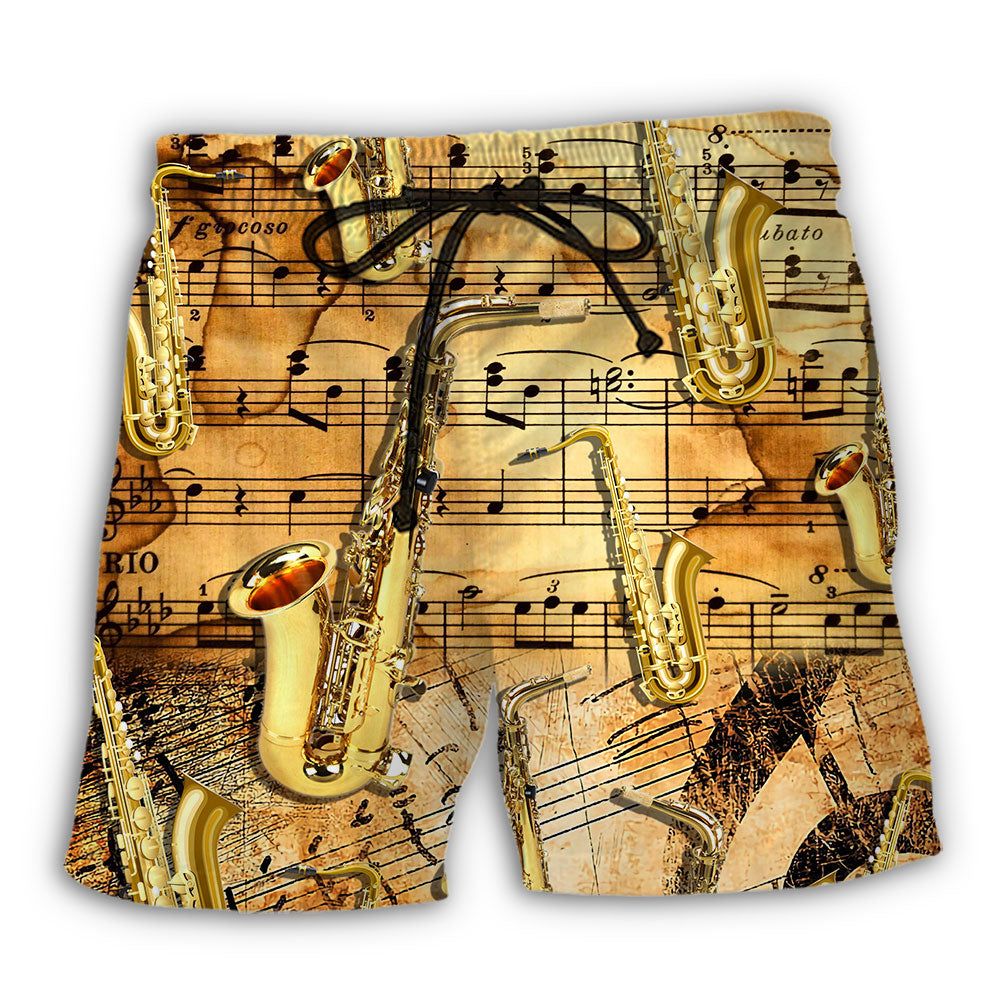 Saxophone Golden Music Lover Retro Trendy Aloha Hawaiian Beach Shorts Saxophone Golden Music Lover Retro Trendy Aloha Hawaiian Beach Shorts