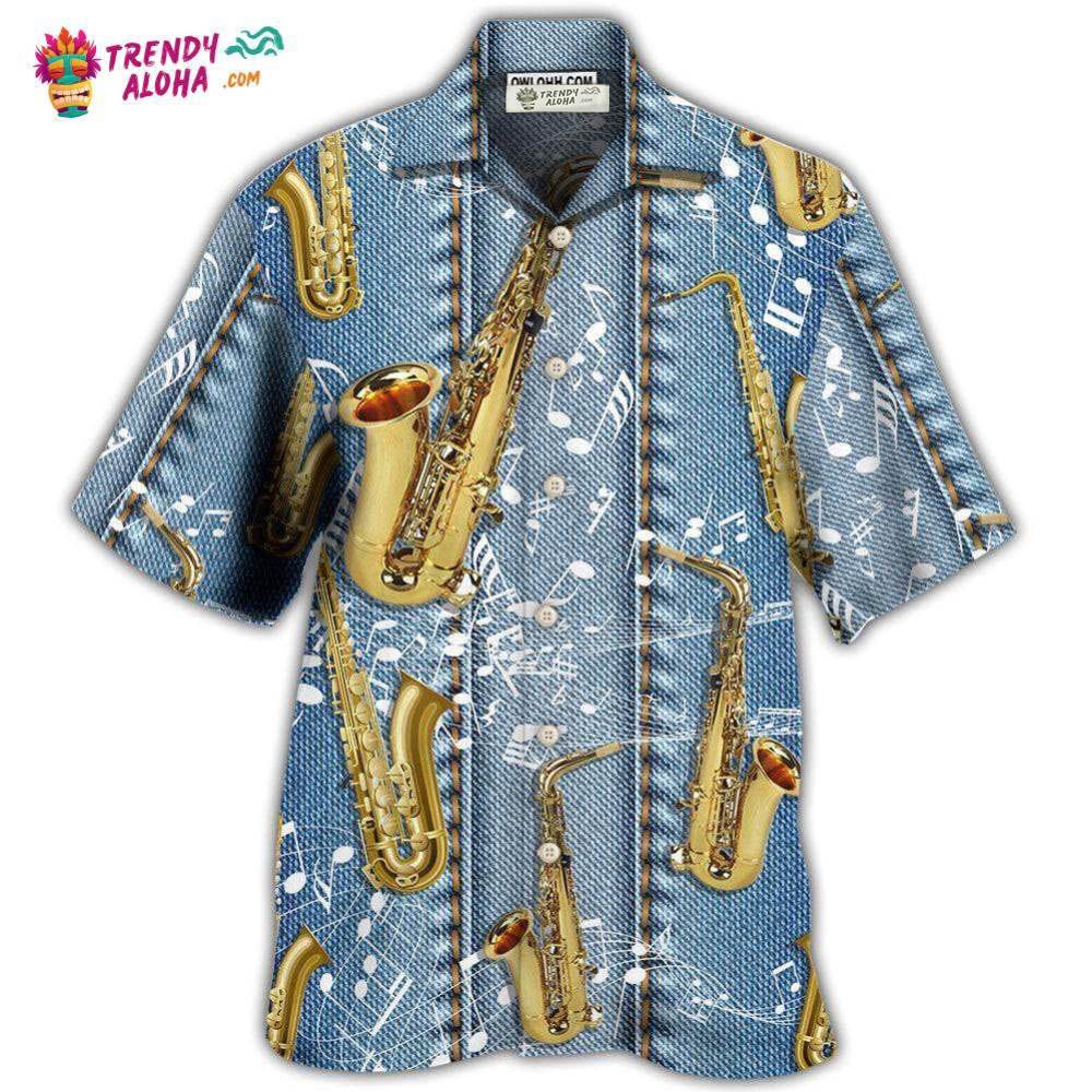 Saxophone Jeans Art Music Note Hawaiian Shirt – Trendy Aloha Saxophone Jeans Art Music Note Hawaiian Shirt – Trendy Aloha