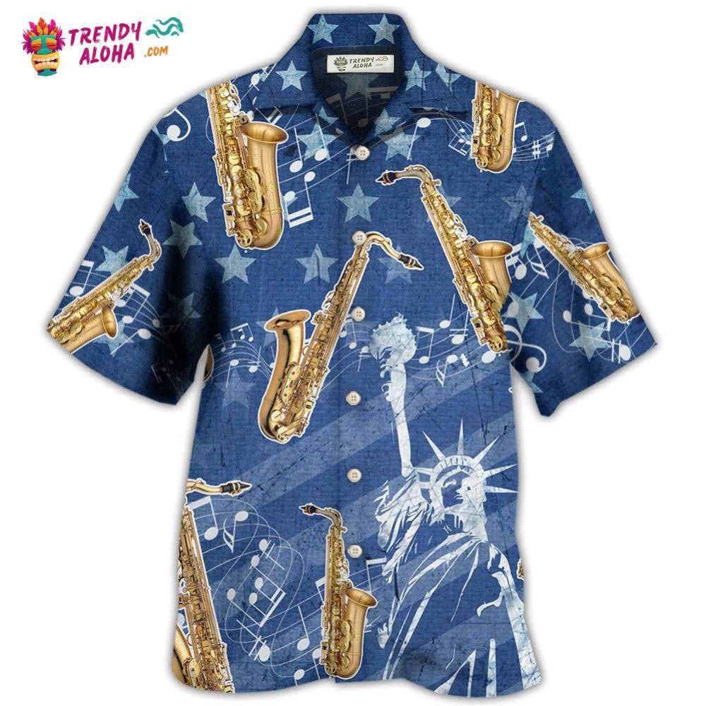 Saxophone Music America Independence Day Hawaiian Shirt – Trendy Aloha Saxophone Music America Independence Day Hawaiian Shirt – Trendy Aloha