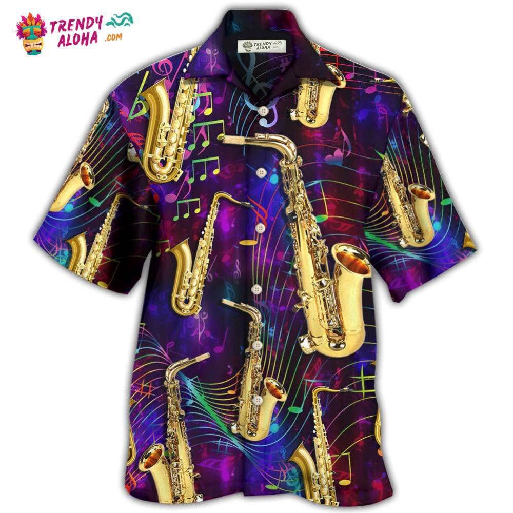 Saxophone Music Neon Art Hawaiian Shirt – Trendy Aloha Saxophone Music Neon Art Hawaiian Shirt – Trendy Aloha