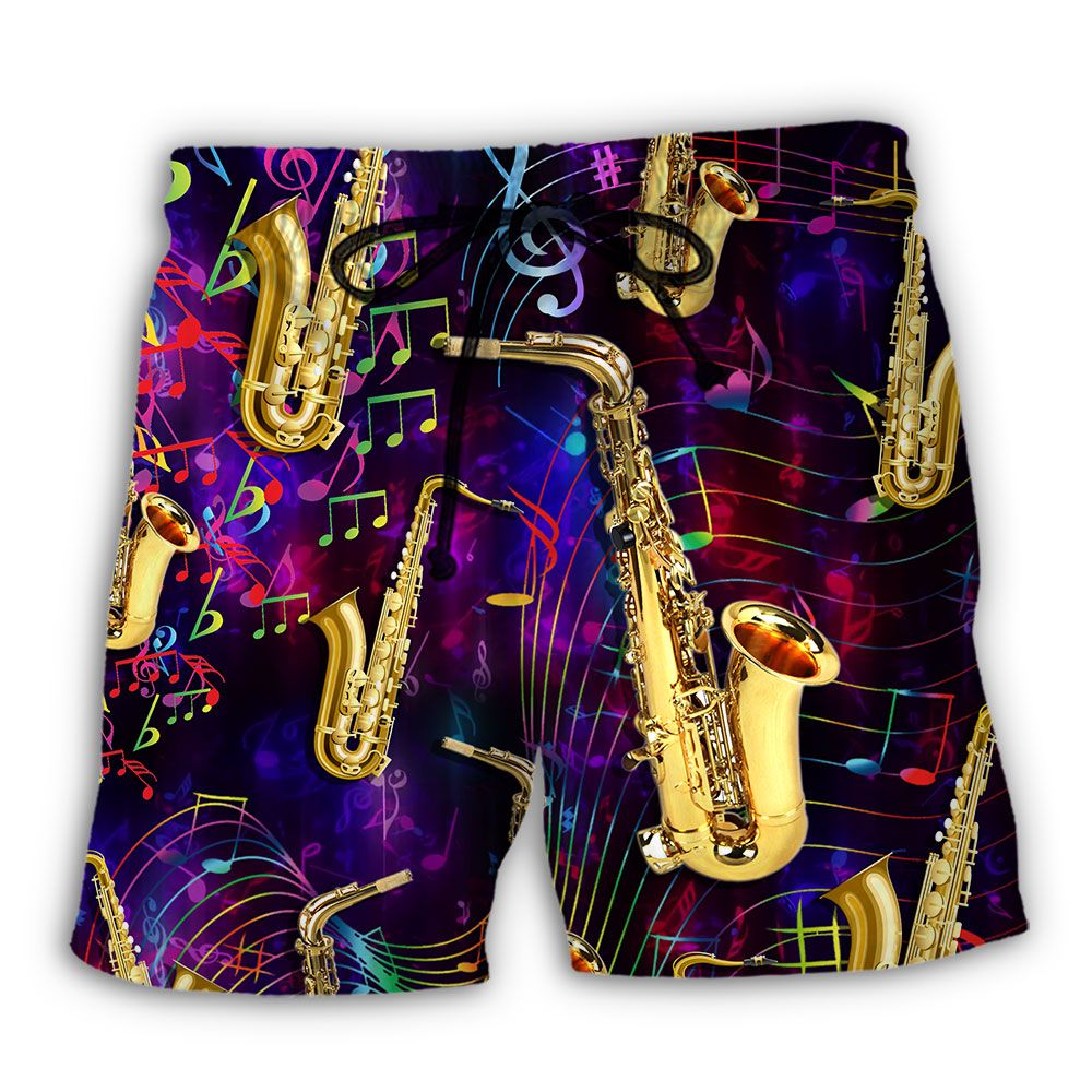 Saxophone Music Neon Art Trendy Aloha Hawaiian Beach Shorts Saxophone Music Neon Art Trendy Aloha Hawaiian Beach Shorts
