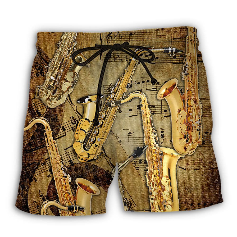 Saxophone Retro Music Notes Trendy Aloha Hawaiian Beach Shorts Saxophone Retro Music Notes Trendy Aloha Hawaiian Beach Shorts