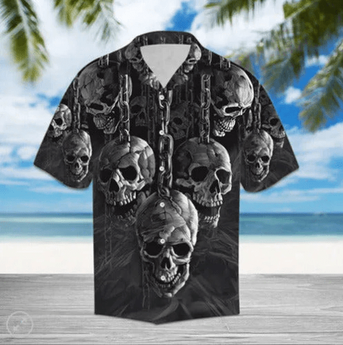 Scary Dark Skull Pile 3D All Over Printed Trendy Hawaiian Shirt, Skull 3D Hawaii Shirt For Men, Women