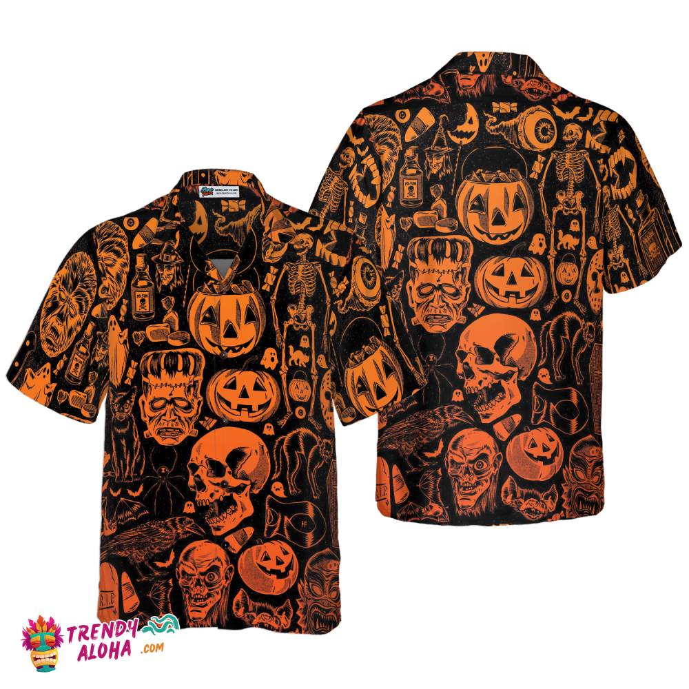 Scary Halloween Monsters Halloween Hawaiian Shirt, Halloween Shirt For Men And Women