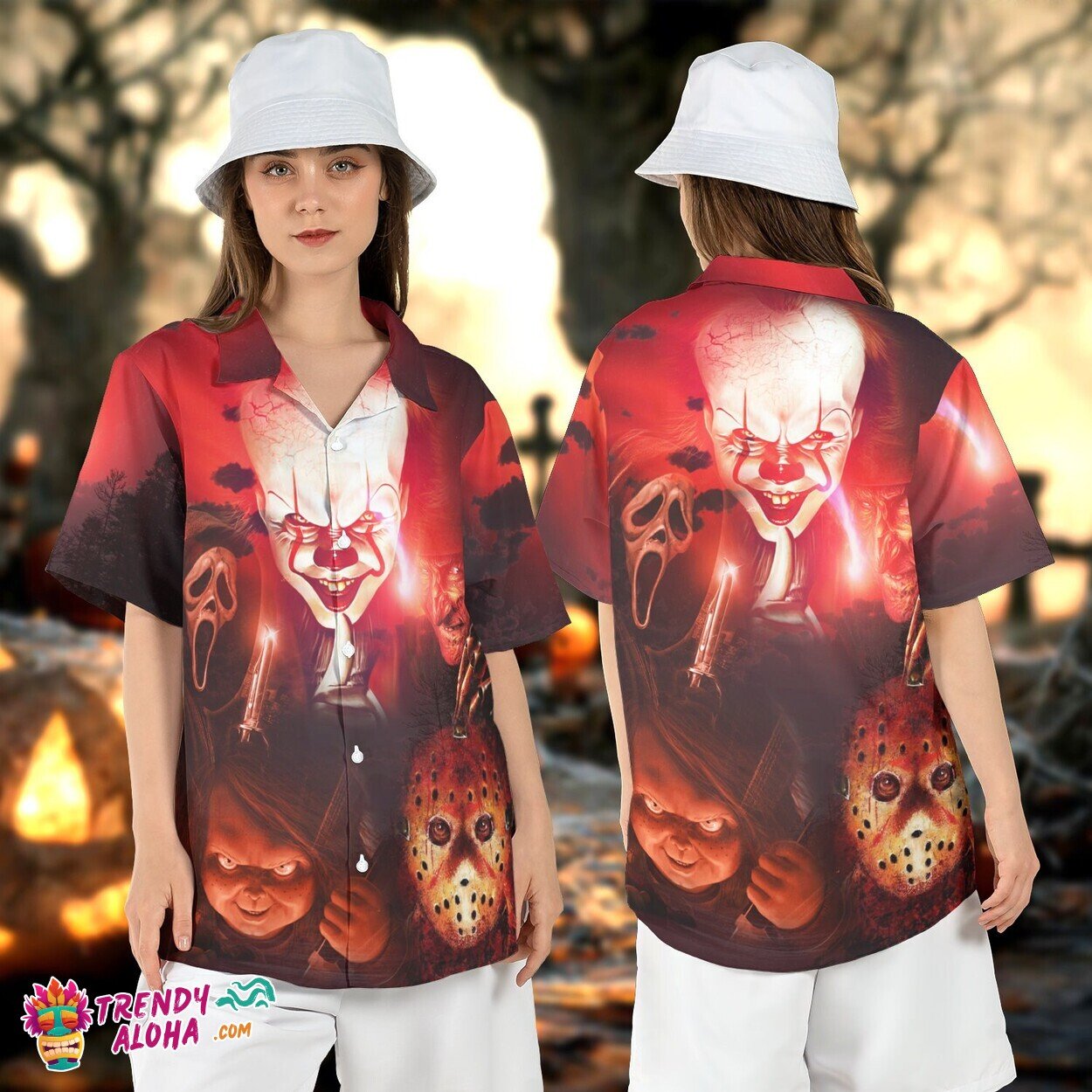 Scary Movies Halloween Horror Characters Killers Aloha Top