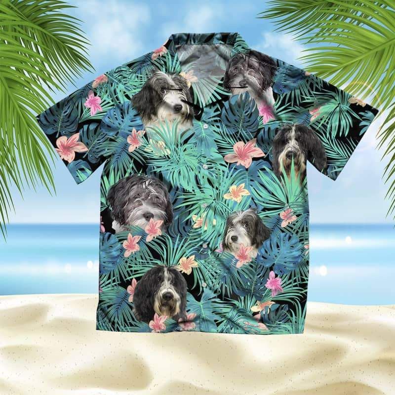Schapendoes Dog Summer Leaves Aloha Hawaiian Shirt