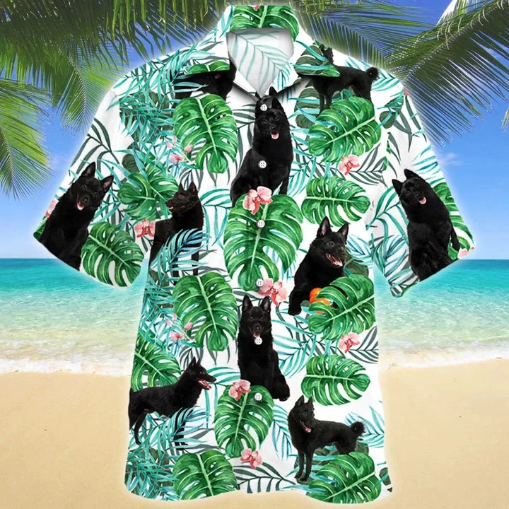 Schipperke Dog Lovers Tropical Plant Summer Hawaiian Shirt