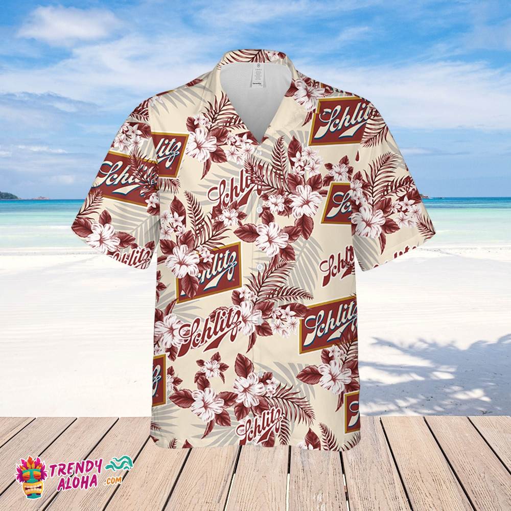 Schlitz Hawaiian Flowers Pattern Shirt, Hawaii Beer Loves Shirt, Summer Hawaii Shirt Beer, Flowers Shirt