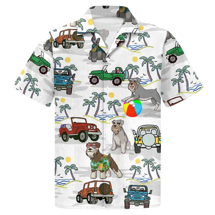 Schnauzer And Jeep Trendy Hawaiian Shirt Beach Shirt Gift For Schnauzer Mom Schnauzer Dad, Aloha Trendy Hawaiian Shirt