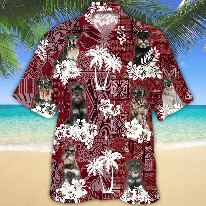 Schnauzer Red Trendy Hawaiian Shirt, Gift For Dog Lover Shirts, Men’s Trendy Hawaiian Shirt, Summer Hawaiian Aloha Shirt Schnauzer Red Trendy Hawaiian Shirt, Gift For Dog Lover Shirts, Men’s Trendy Hawaiian Shirt, Summer Hawaiian Aloha Shirt