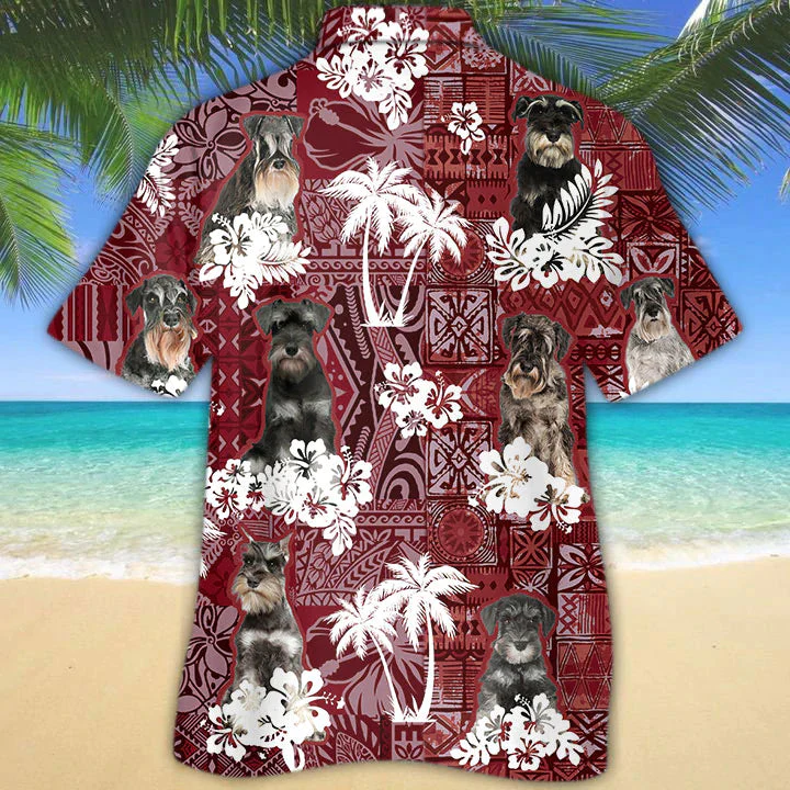 Schnauzer Red Trendy Hawaiian Shirt, Gift For Dog Lover Shirts, Men’s Trendy Hawaiian Shirt, Summer Hawaiian Aloha Shirt