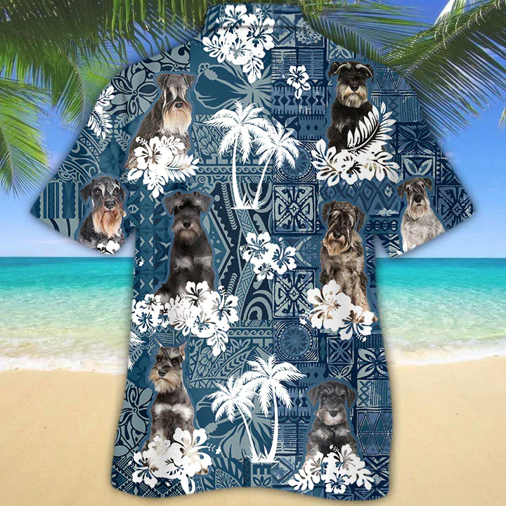 Schnauzer Trendy Hawaiian Shirt, Hawaii Shirt Vintage Floral Dog, Men’s Trendy Hawaiian Shirt, Women’s Trendy Hawaiian Shirt