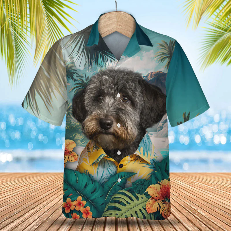 Schnoodle 3D Tropical Trendy Hawaiian Shirt New, Dog Lover Trendy Hawaiian Shirt, Summer Trendy Hawaiian Shirt For Men And Women