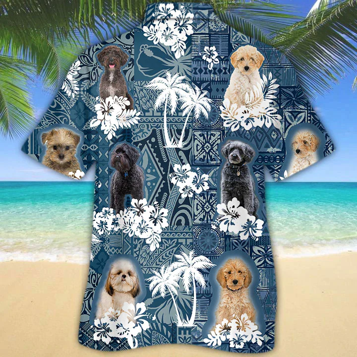 Schnoodle Trendy Hawaiian Shirt, Hawaii Shirt Vintage Floral Dog, Men’s Trendy Hawaiian Shirt, Women’s Trendy Hawaiian Shirt