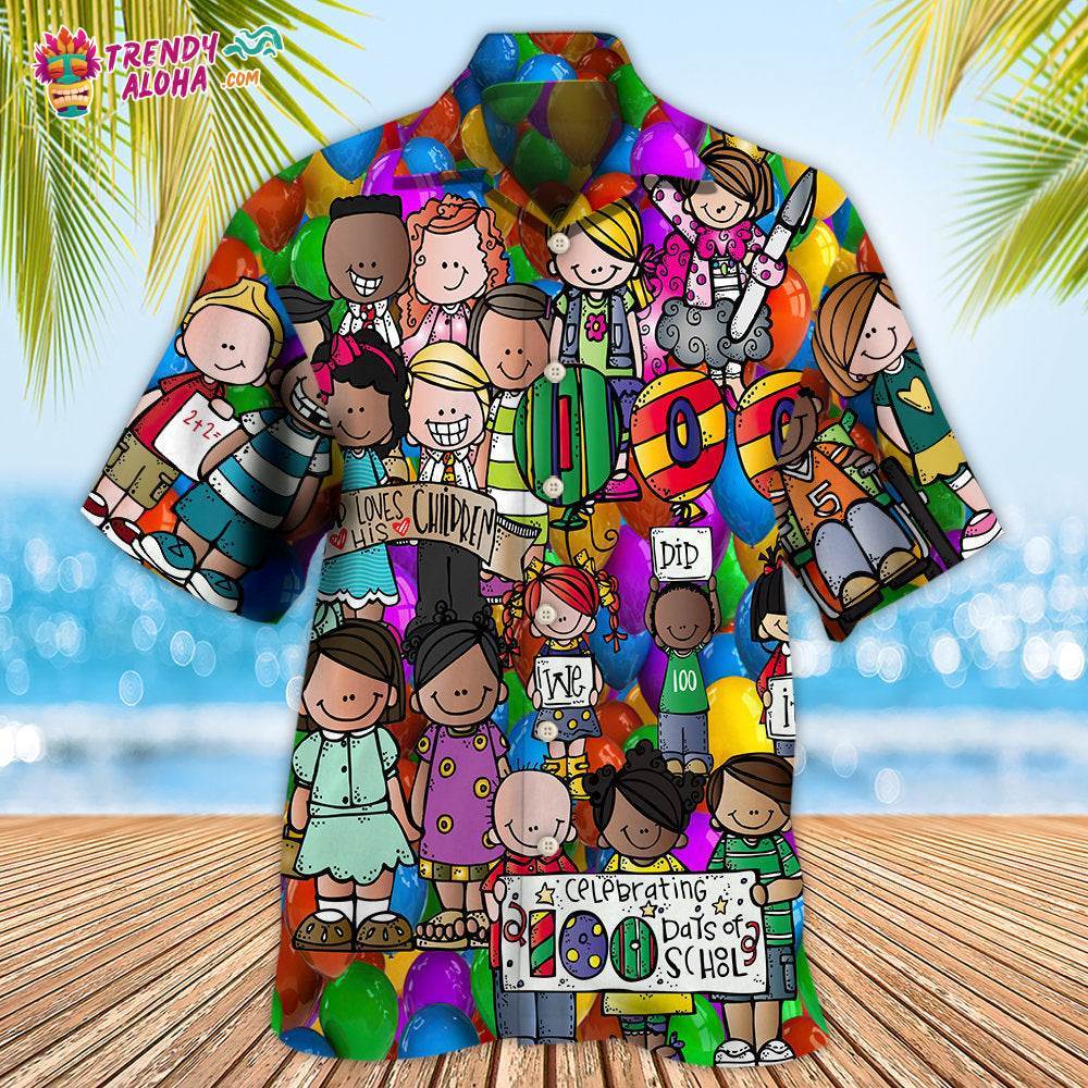 School 100 Days Of School With Students Hawaiian Shirt – Trendy Aloha