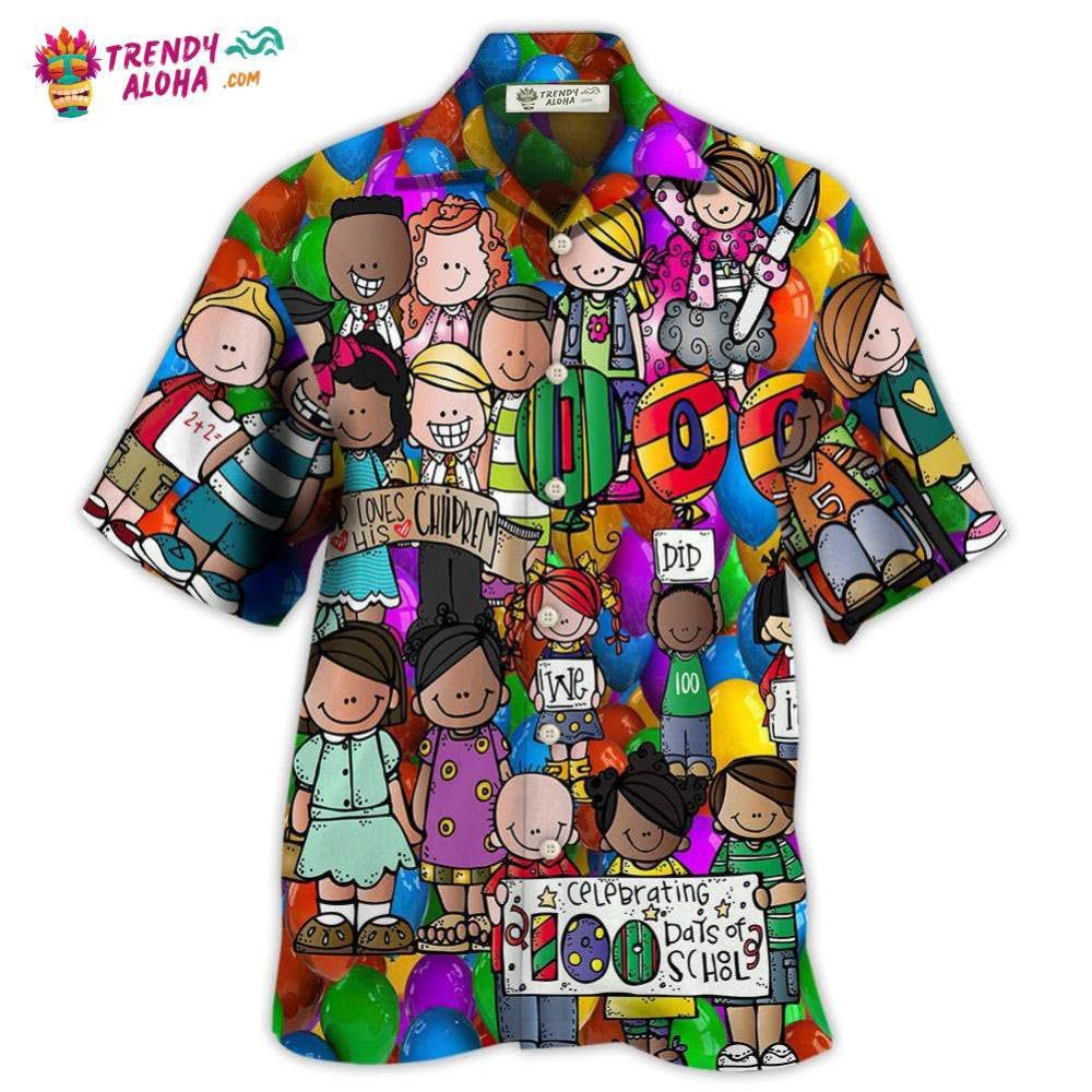 School 100 Days Of School With Students Hawaiian Shirt – Trendy Aloha