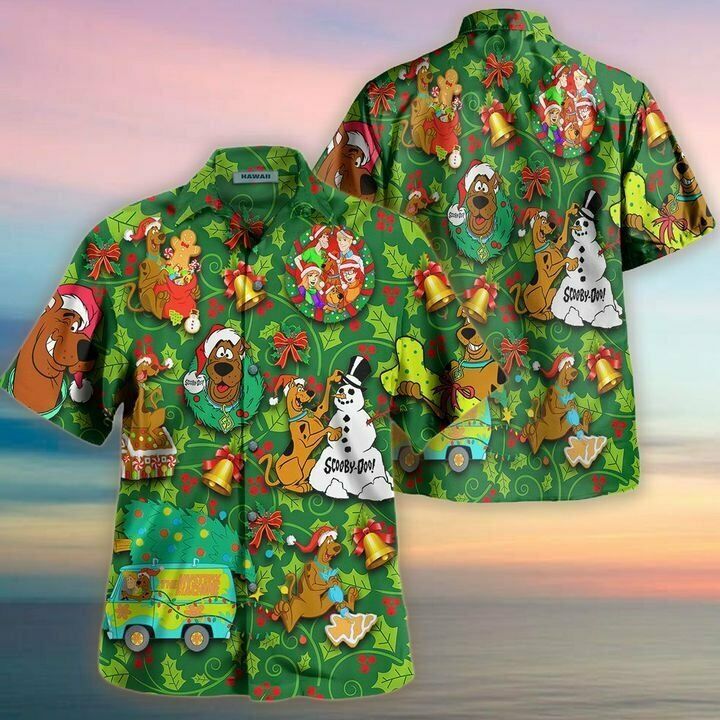 Scooby-Doo Hawaiian Shirt Scooby-Doo Christmas Celebration Hawaii Shirt Cute Scooby-Doo Aloha Shirt