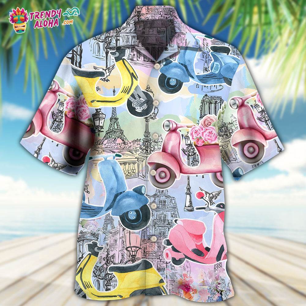 Scooter And City Art Hawaiian Shirt – Trendy Aloha