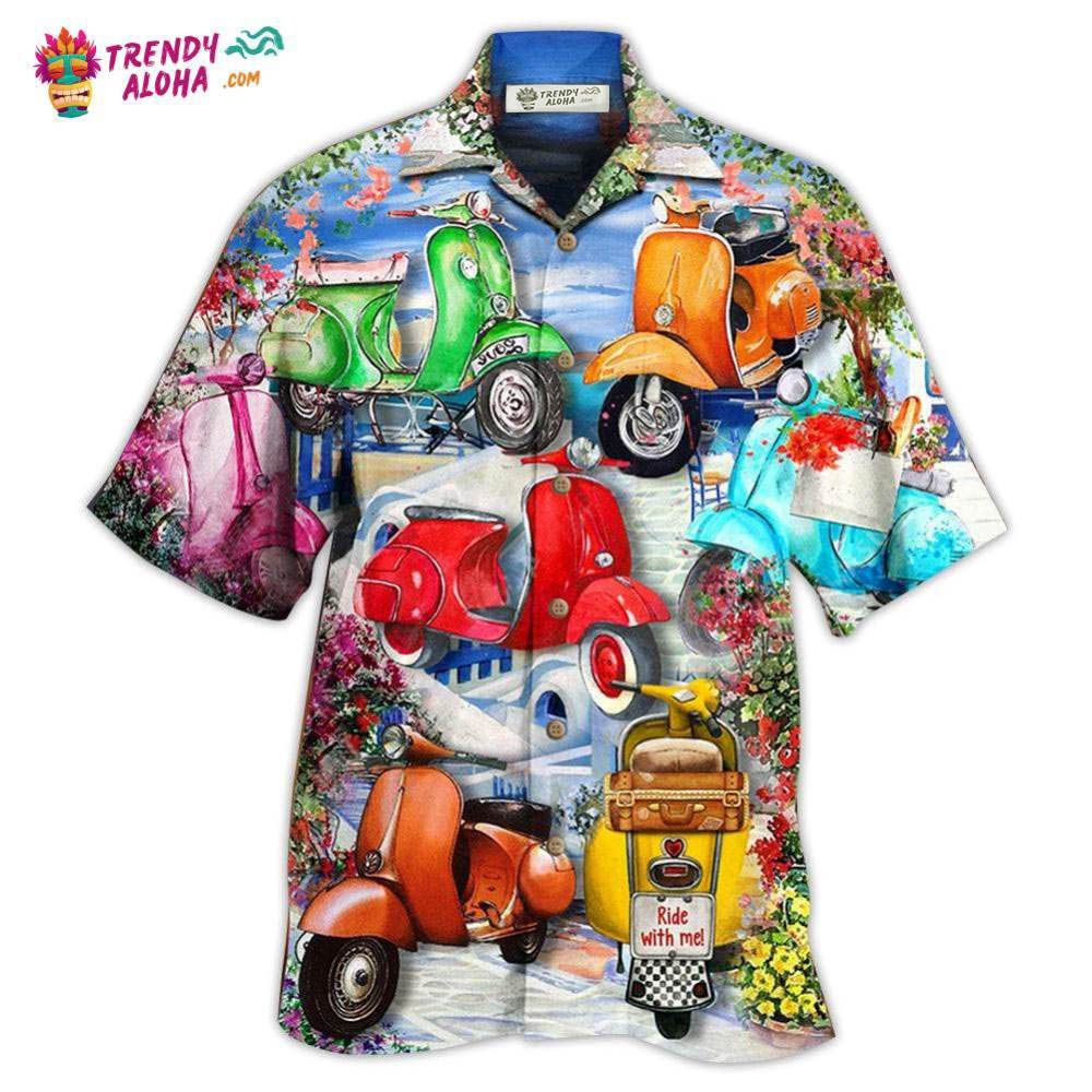 Scooter Chill With Your Scooters By Greece Beach With Flower Hawaiian Shirt – Trendy Aloha Scooter Chill With Your Scooters By Greece Beach With Flower Hawaiian Shirt – Trendy Aloha