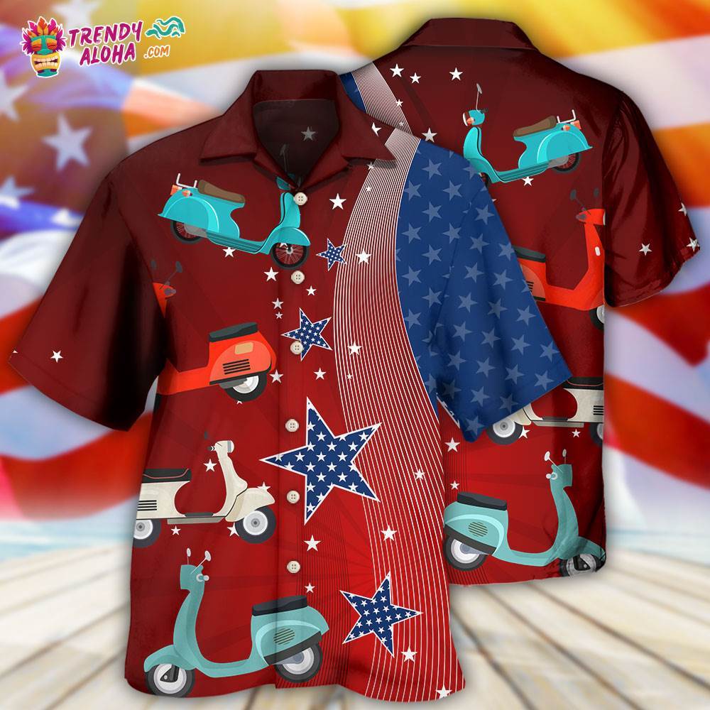 Scooter Usa Star Independence Day Hawaiian Shirt – Trendy Aloha