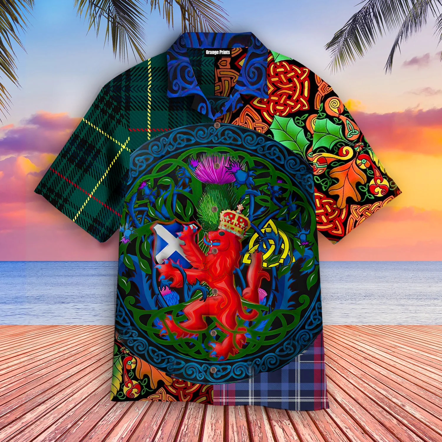 Scotland Rampant Lion With Thistle St. Patricks Day Hawaiian Shirt For