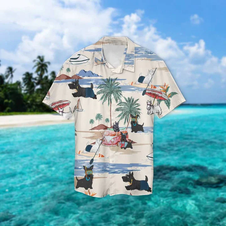 Scottish Summer Beach Trendy Hawaiian Shirt, Trendy Hawaiian Shirts For Men Women Short Sleeve Aloha Beach Shirt