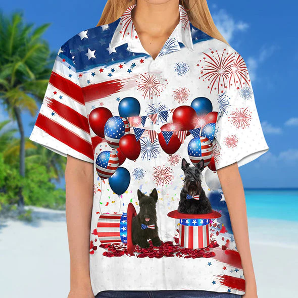 Scottish Terrier Independence Day Trendy Hawaiian Shirt For Men And Women, 4Th Of July Trendy Hawaiian Shirt