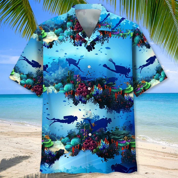 Scuba Diving Beach Trendy Hawaiian Shirt, Scuba Diving Shirt, Scuba Diver Shirt, Trendy Hawaiian Shirt For Men And Women