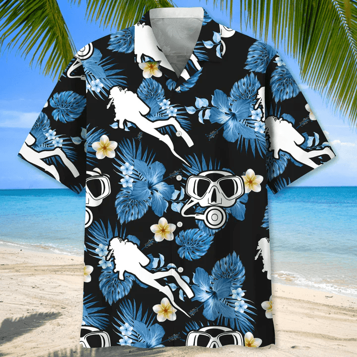 Scuba Diving Blue Nature Trendy Hawaiian Shirt, Scuba Diving Shirt, Scuba Diver Shirt, Trendy Hawaiian Shirt For Men And Women