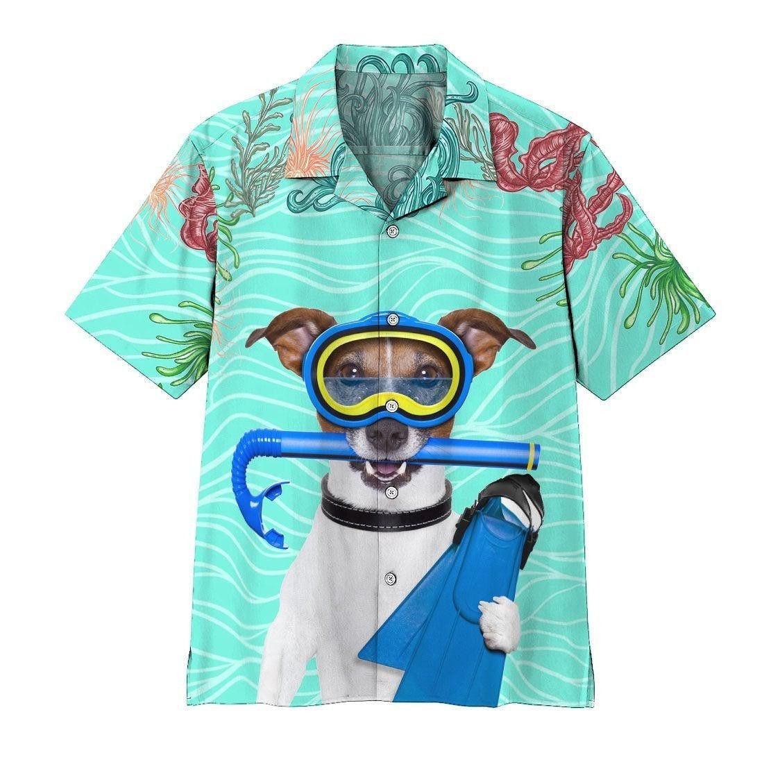 Scuba Diving Jack Russell Terrier Dog Hawaiian Shirt