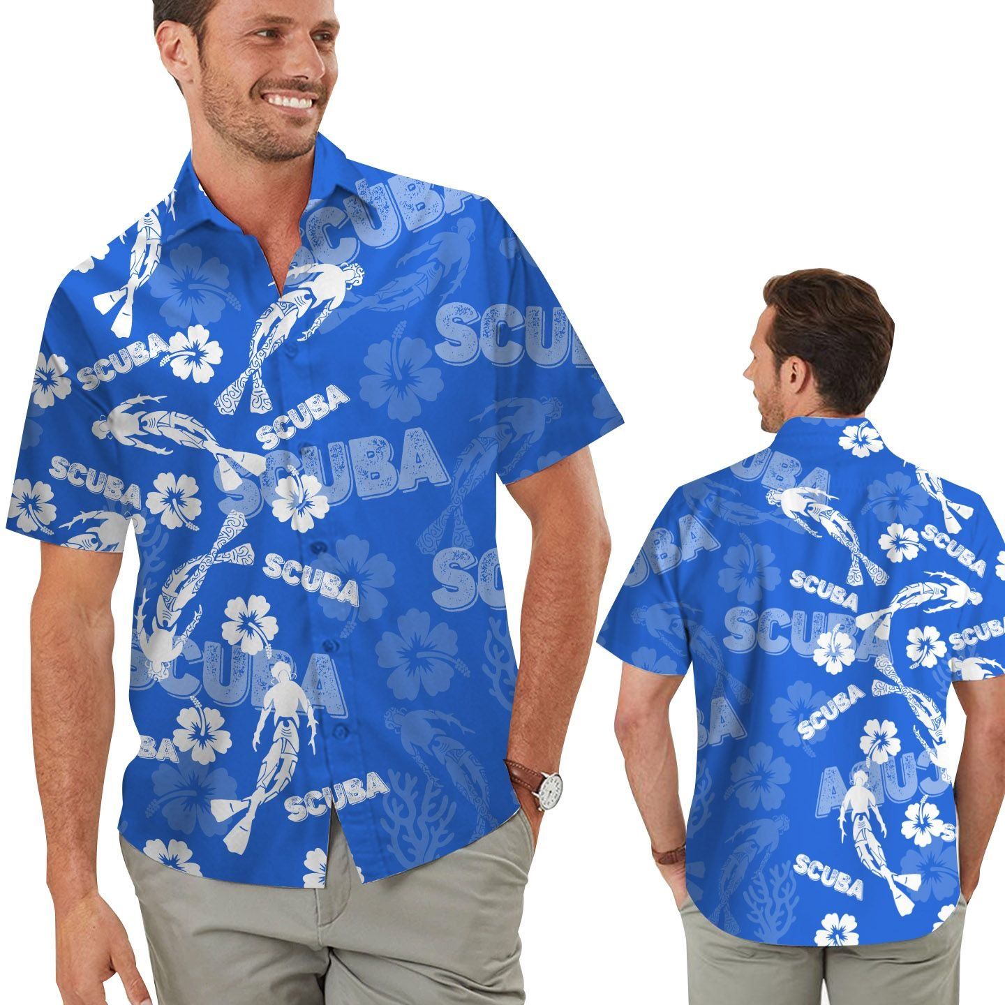 Scuba Diving Ocean Floral BeacCoral Men Daily Life Hawaiian Shirt
