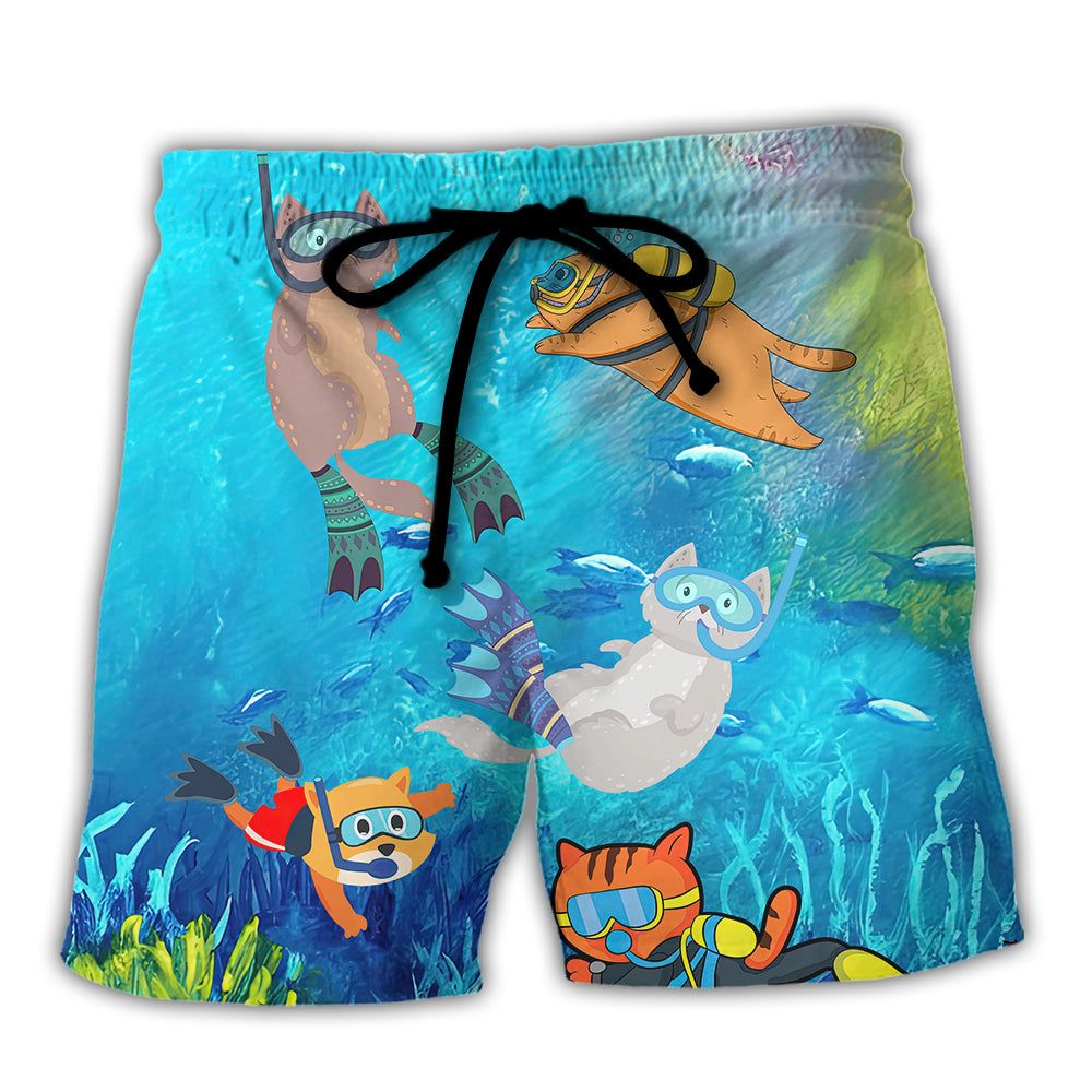 Scuba Diving The Best Way To Observe A Fish Is To Become A Fish Trendy Aloha Hawaiian Beach Shorts