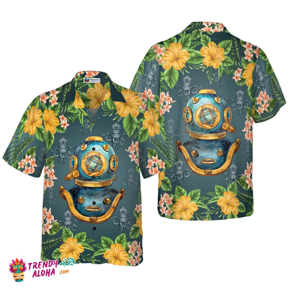 Scuba Diving Vintage Helmet Hawaiian Shirt Scuba Diving Vintage Helmet Hawaiian Shirt