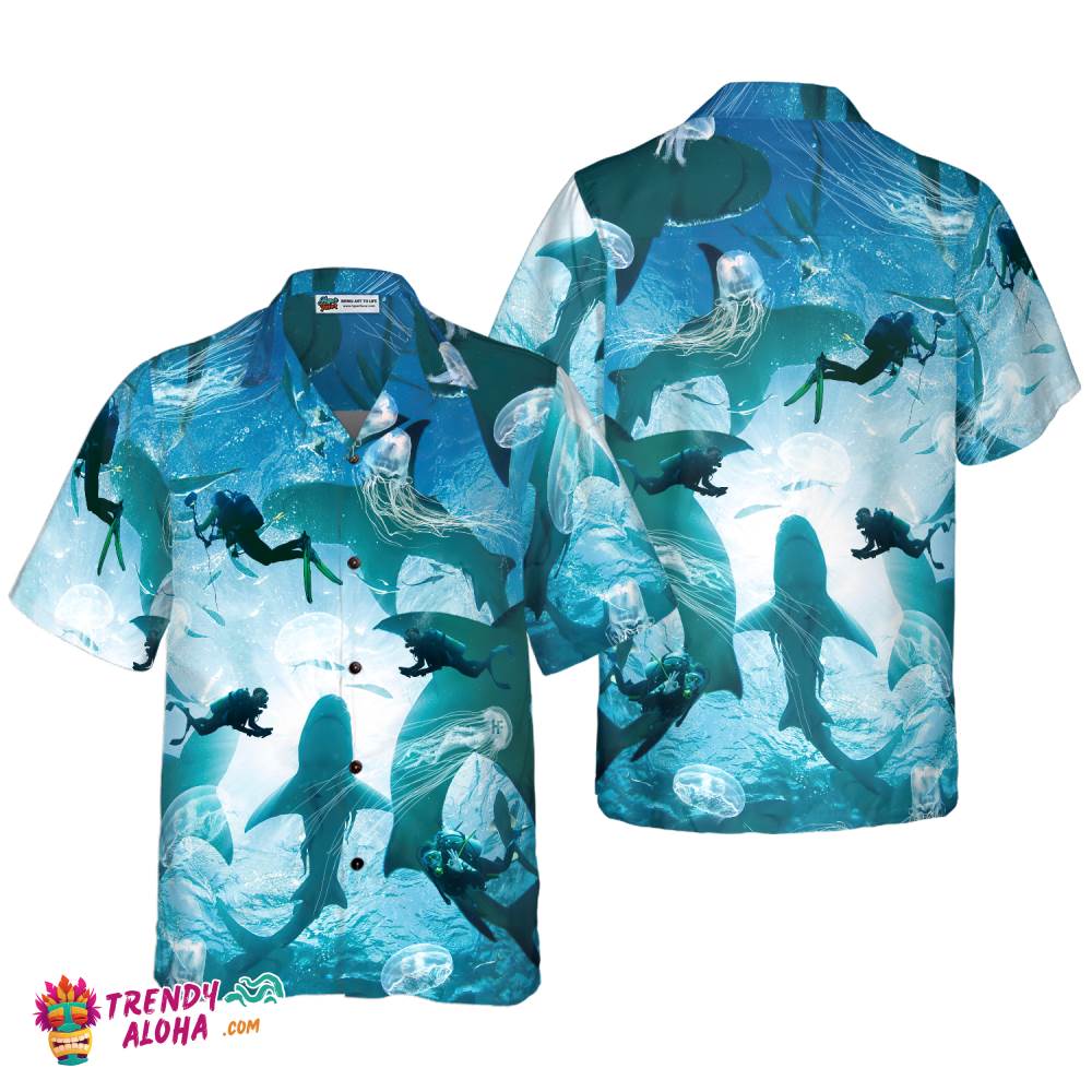 Scuba Diving With Sharks Hawaiian Shirt