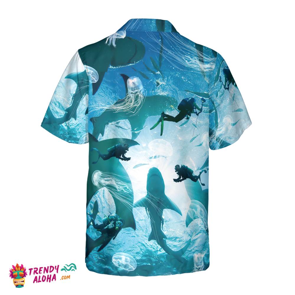 Scuba Diving With Sharks Hawaiian Shirt