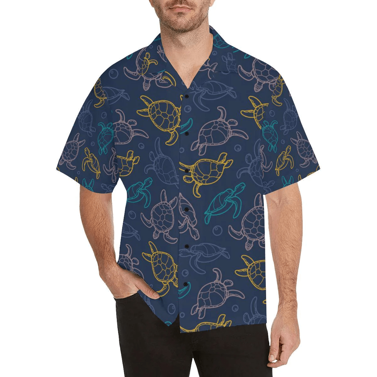 Sea Turtle Baby Print Trendy Hawaiian Shirt, Turtle Lover Trendy Hawaiian Shirt For