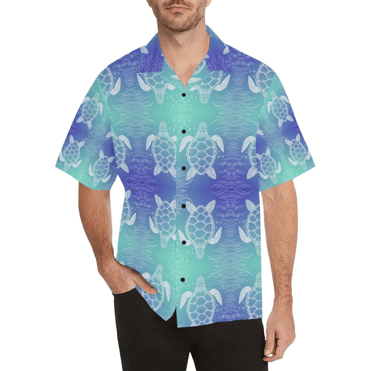 Sea Turtle Draw Trendy Hawaiian Shirt, Turtle Lover Trendy Hawaiian Shirt For